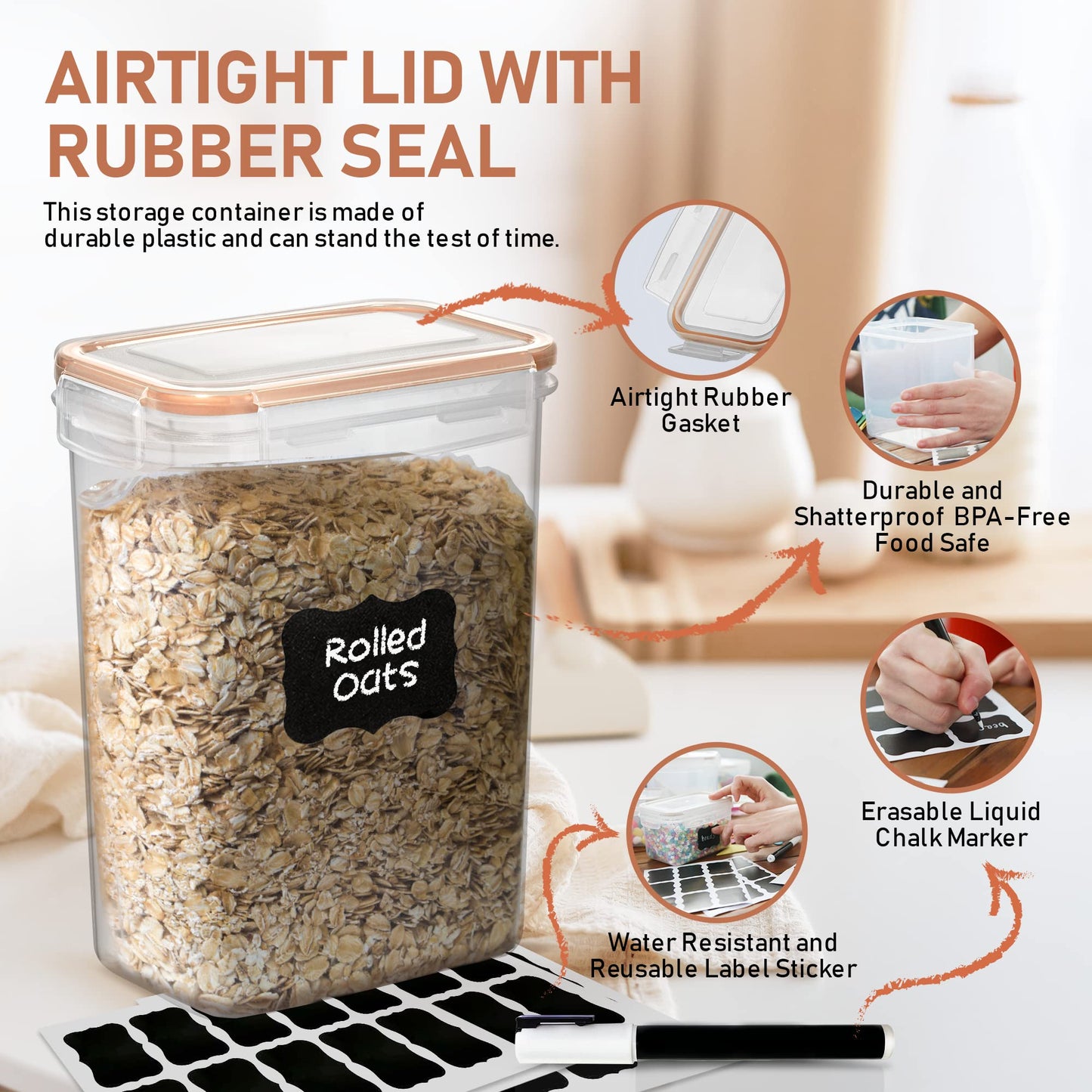 WHITE FEATHER SUPPLIES 40 PCS Airtight Food Storage Containers with Lids for Kitchen Pantry Organization and Storage - Leakproof BPA-Free Plastic Kitchen Canisters Set for Cereal, Pasta, Flour, Sugar