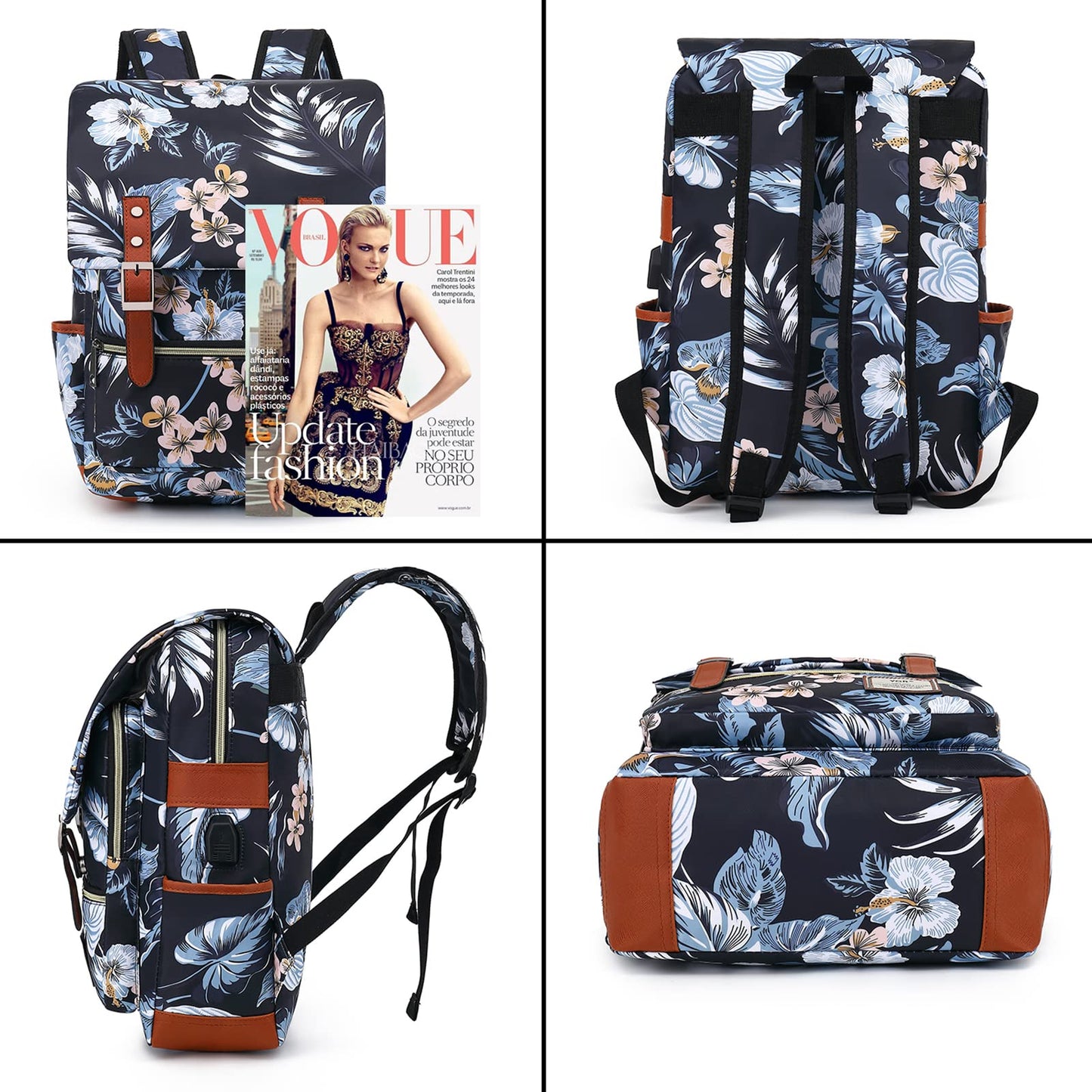 YGR Floral Laptop Backpack for Women, Female, College, Travel, Business, Outdoor Sports, Office, Work (Lotus Leaf)