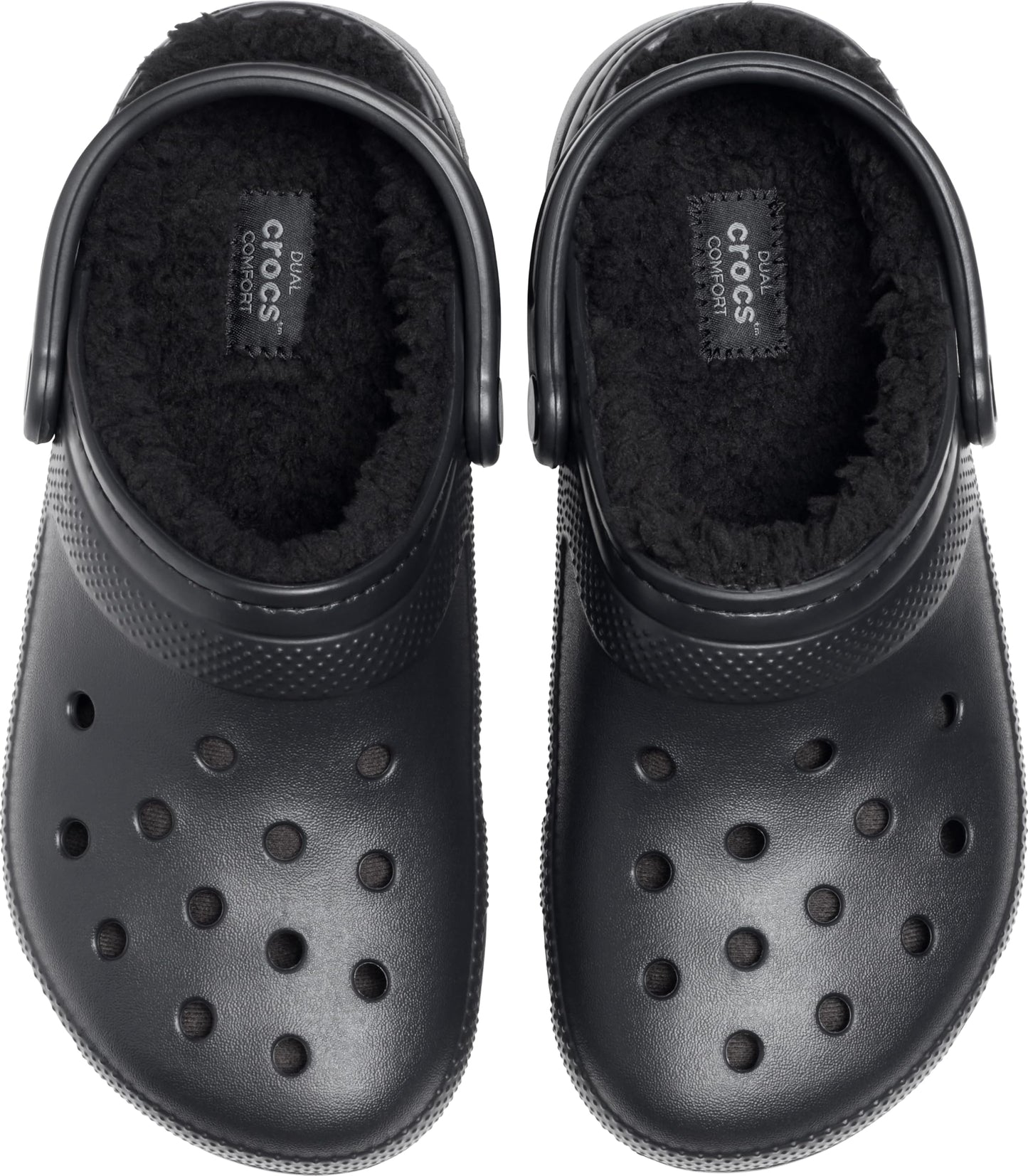 Crocs unisex adult Men's and Women's Classic Lined | Fuzzy Slippers Clog, Black/Black, 12 Women 10 Men US