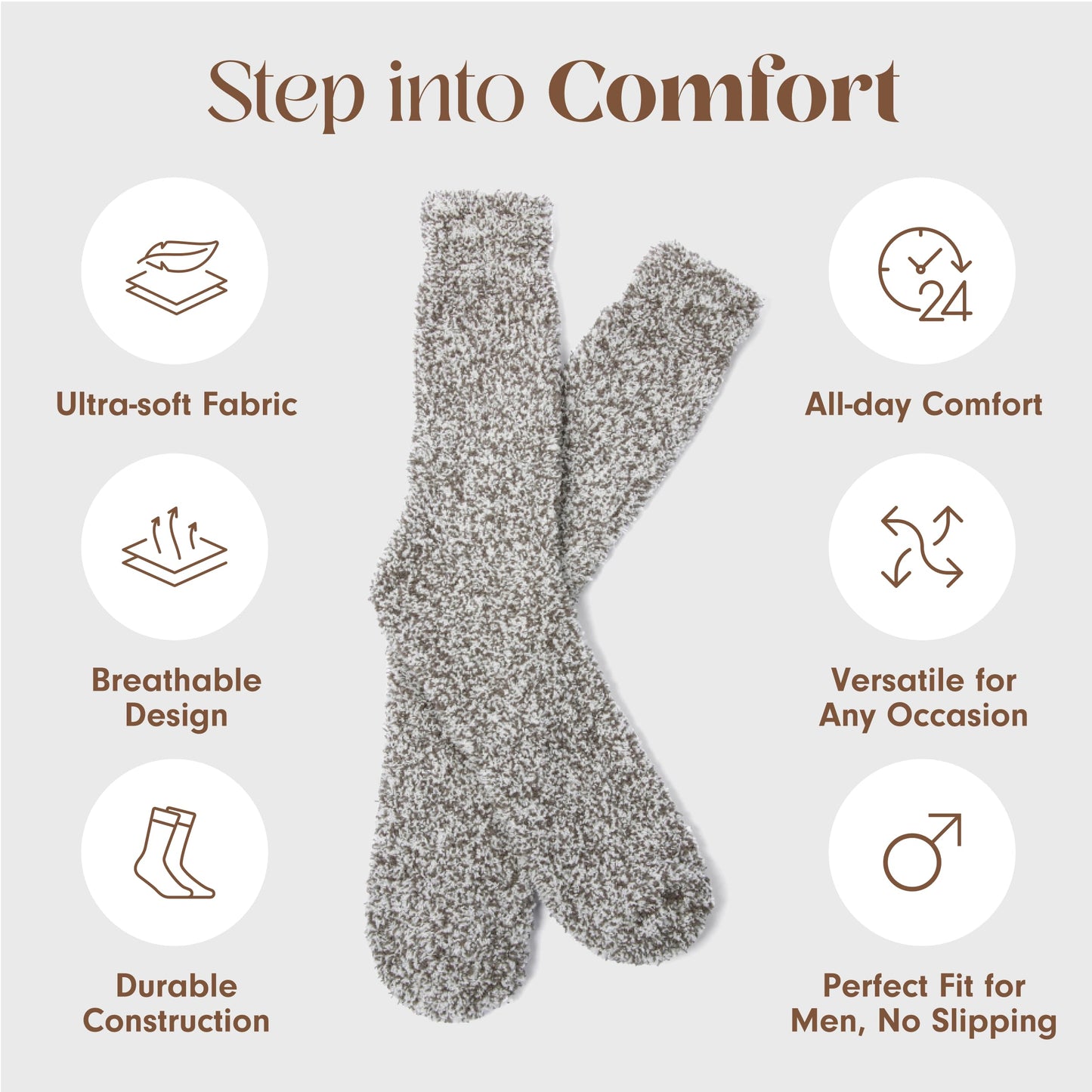 Unboxme Gifts Mens Warm Sock - Warm & Cozy Fuzzy Sleep Socks, 1 Pair Heather Charcoal