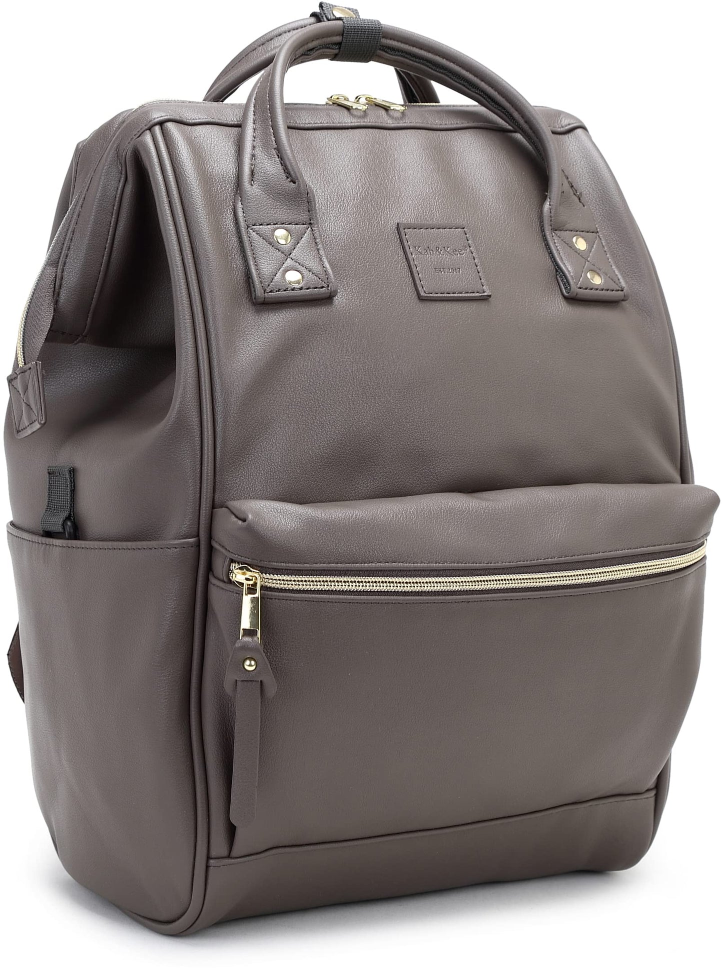 Kah&Kee Leather Backpack Diaper Bag Laptop Travel Doctor Teacher Bag For Women Man (Grey II)