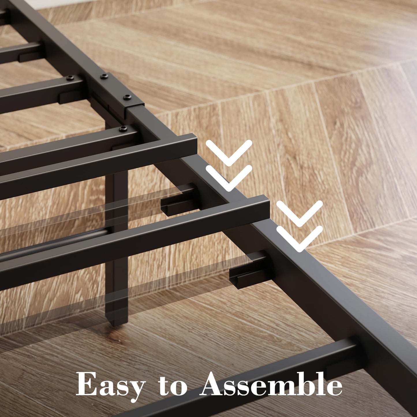 ANCTOR King Bed Frame, Storage Headboard with Outlets, Easy to Install, Sturdy and Stable, No Noise, No Box Springs Needed, Rustic Brown and Black