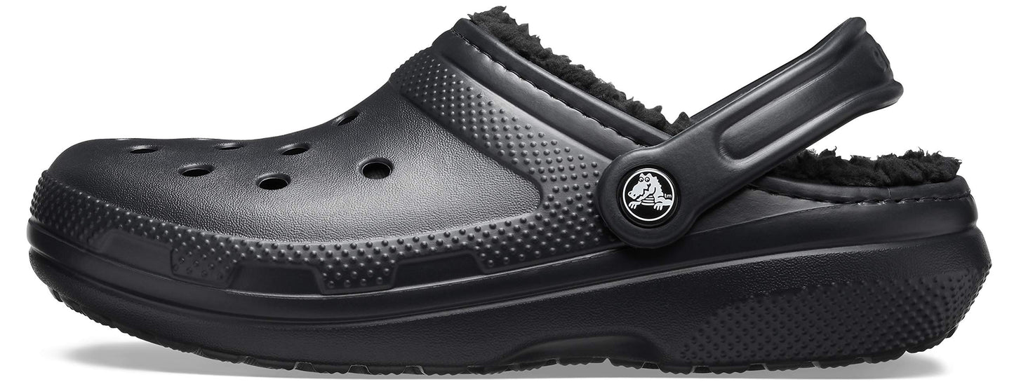 Crocs Unisex-Adult Classic Lined Clog, Black/Black, 4 Women/2 Men