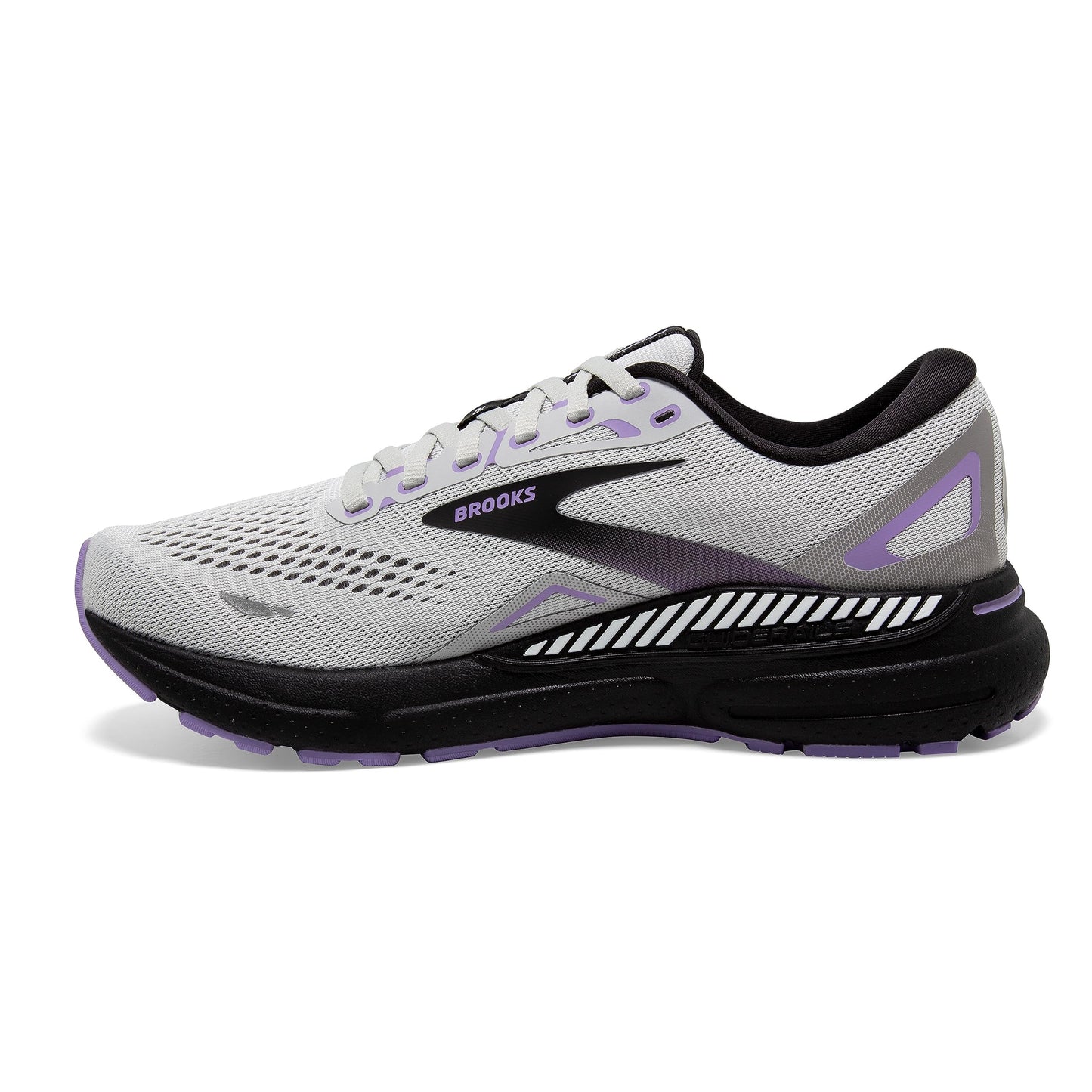 Brooks Women’s Adrenaline GTS 23 Supportive Running Shoe - Grey/Black/Purple - 5 Medium