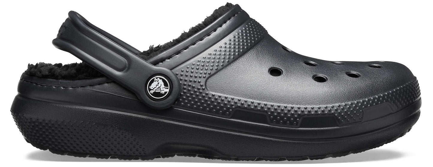 Crocs Unisex-Adult Classic Lined Clog, Black/Black, 4 Women/2 Men