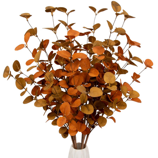 VGIA 6 Pcs Fall Eucalyptus Leaves Artificial Eucalyptus Stems Fall Leaf Spray Autumn Leaves Fall Decorations for Home Floral Arrangement