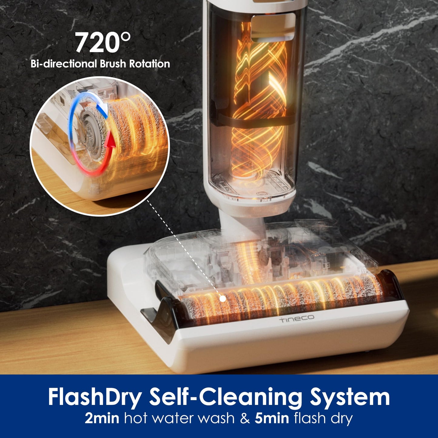 Tineco Floor ONE Stretch S6 Cordless Wet Dry Vacuum Cleaner, 180°Lay-Flat Smart Vacuum Mop, 40 Minutes Long Runtime 158℉ Flashdry Self-Cleaning, Triple-Sided Edge Cleaning Lightweight Floor Cleaner
