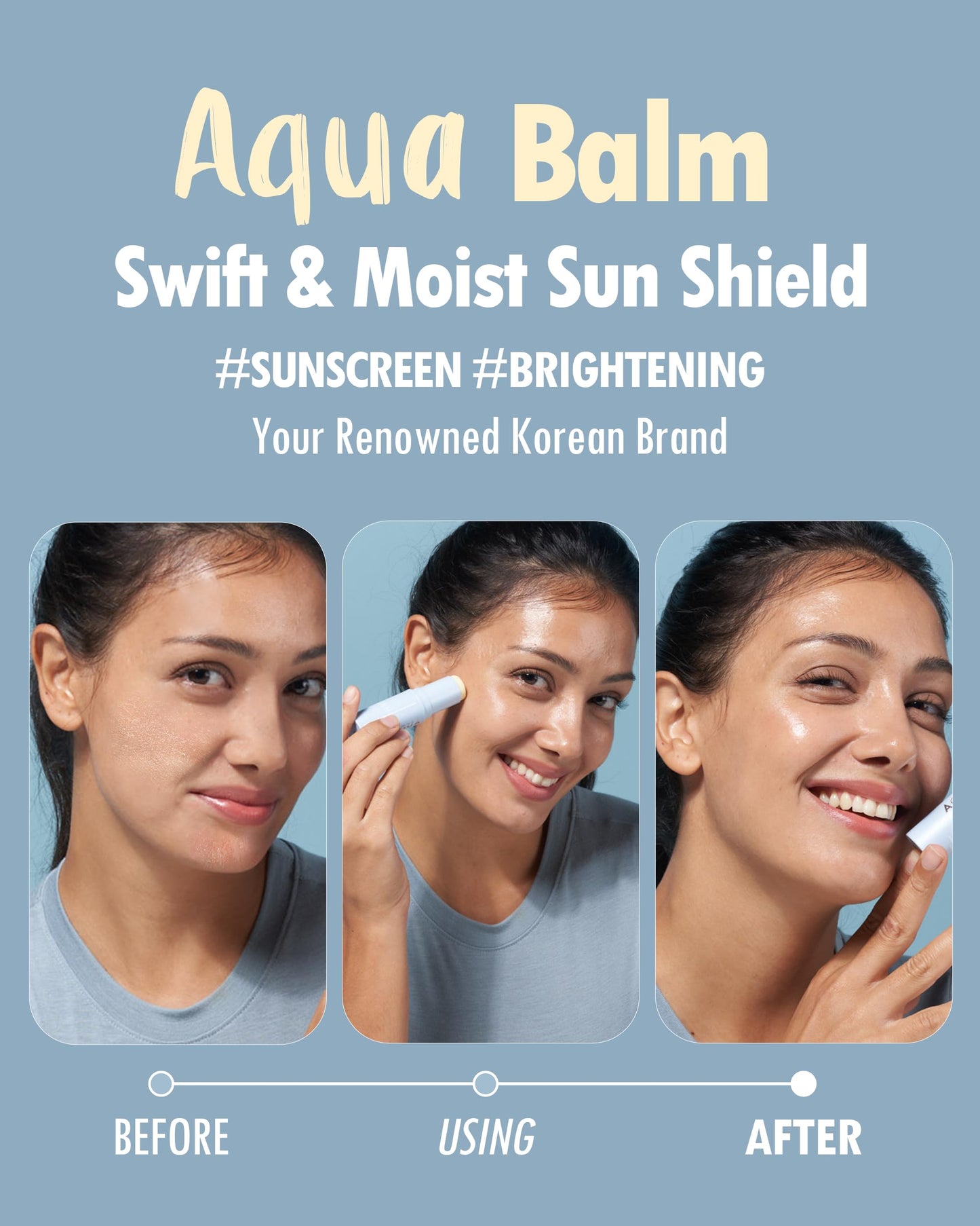 KAHI Aqua Balm Stick - Lightweight Korean Sun Stick & Beauty Balm | Kahi Multi Balm Stick Korean Moisture Balm | Skin Balm & Sun Screen Stick that Brightens Skin & Sun Defense (0.32 fl oz)