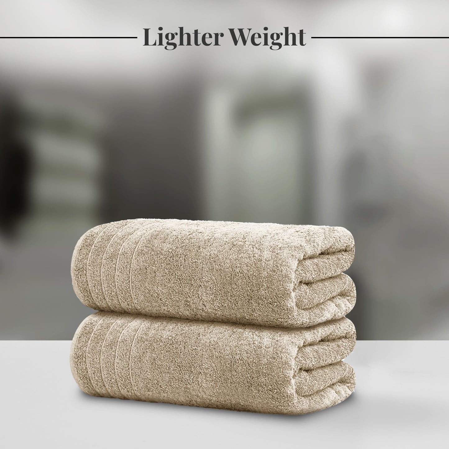 Tens Towels Large Bath Towels, 100% Cotton, 30 x 60 Inches Extra Large Bath Towels, Lighter Weight, Quicker to Dry, Super Absorbent, Perfect Bathroom Towels (Pack of 4, Beige)