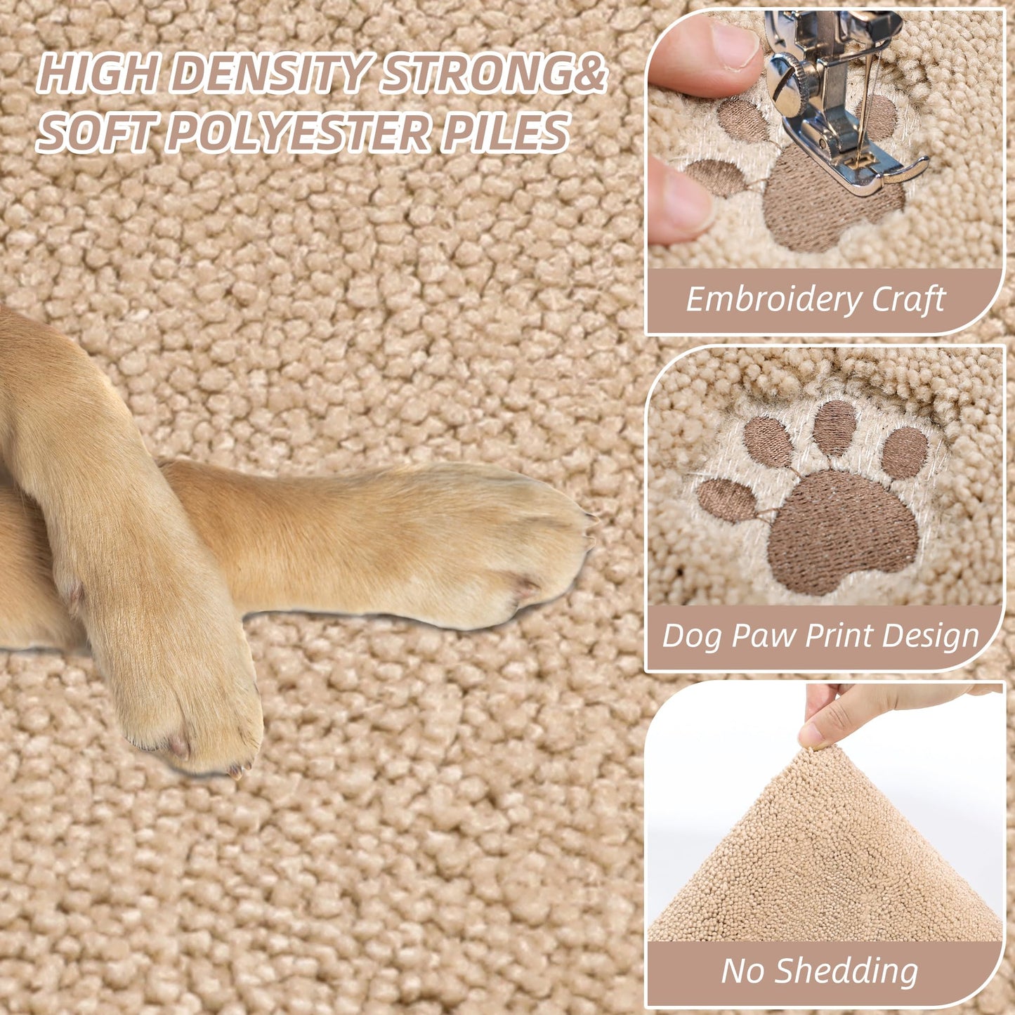 BEQHAUSE Dog Door Mat for Muddy Paws Dirt Trapper Absorbent Indoor Door Mats Non-Slip Washable Entryway Rug Low-Profile Welcome Dog Mat Polyester Mud Mat for Dogs and Wet Shoes,Taupe 32"x48"