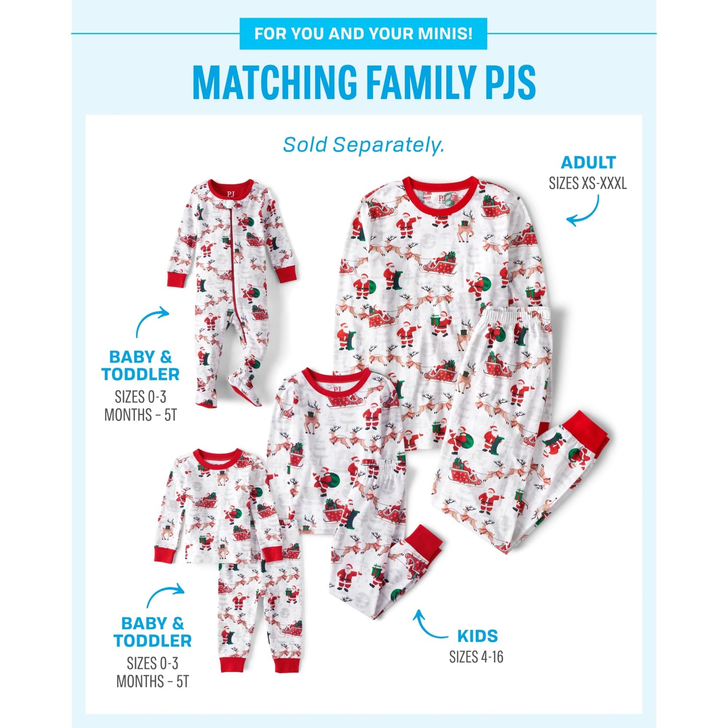 The Children's Place Baby Toddler 2 Piece Family Matching, Christmas and Holiday Pajama Sets, Cotton, Santa Sleds, 5T