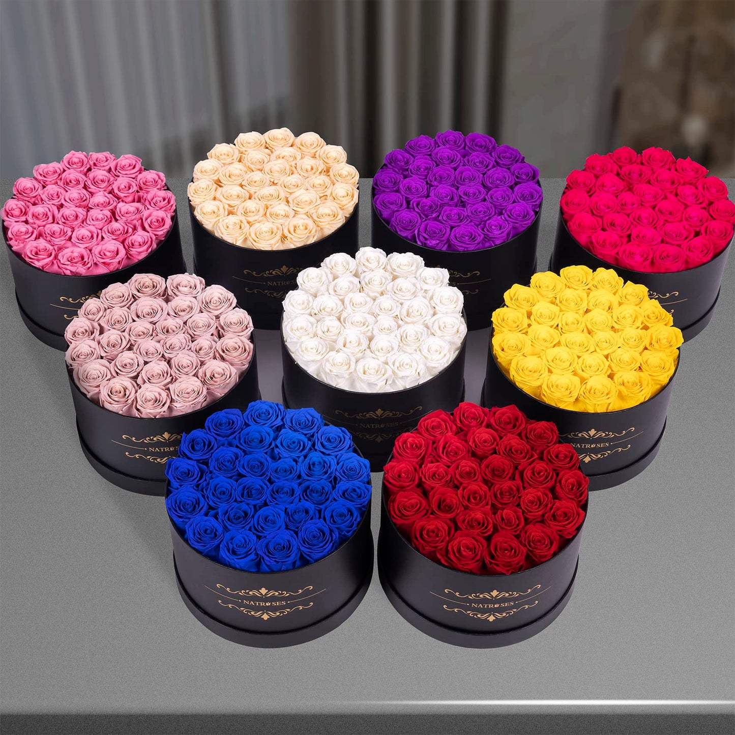 NATROSES Forever Preserved Roses in a Box, 100% Real Roses That Last Up to 3 Years, Preserved Flowers for Delivery Prime Birthday, Valentines Day Gifts for Her (Violet)