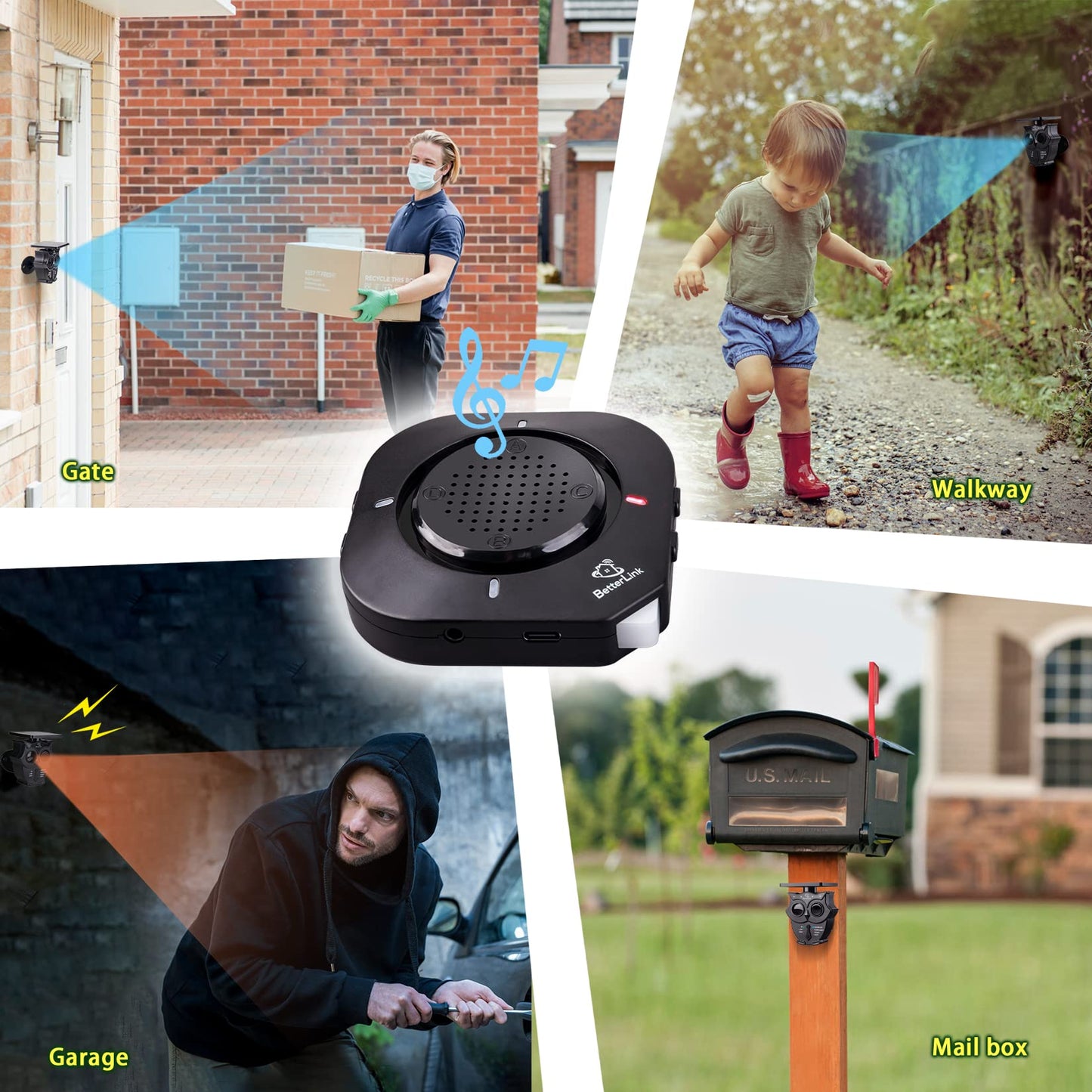 1/2 Mile Long Range Solar Wireless Driveway Alarm System IP65 Weatherproof Outdoor Motion Detectors&Sensor 120dB Siren Sound Light Security Alert System Monitor&Protect Outdoor/Indoor Property(1R1S)