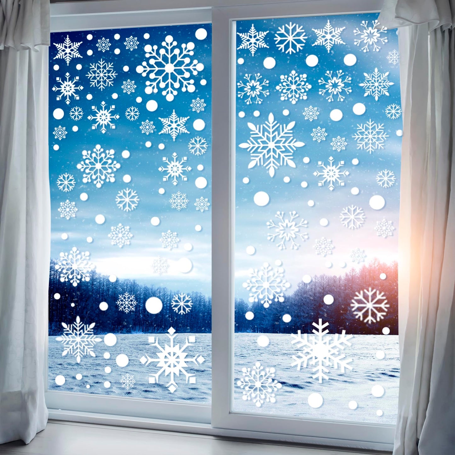 321pcs Christmas Window Clings for Glass Windows 9sheets Christmas Window Decals Snowflakes Christmas Decorations Christmas Window Stickers for Kids Holiday Window Clings Winter Decorations