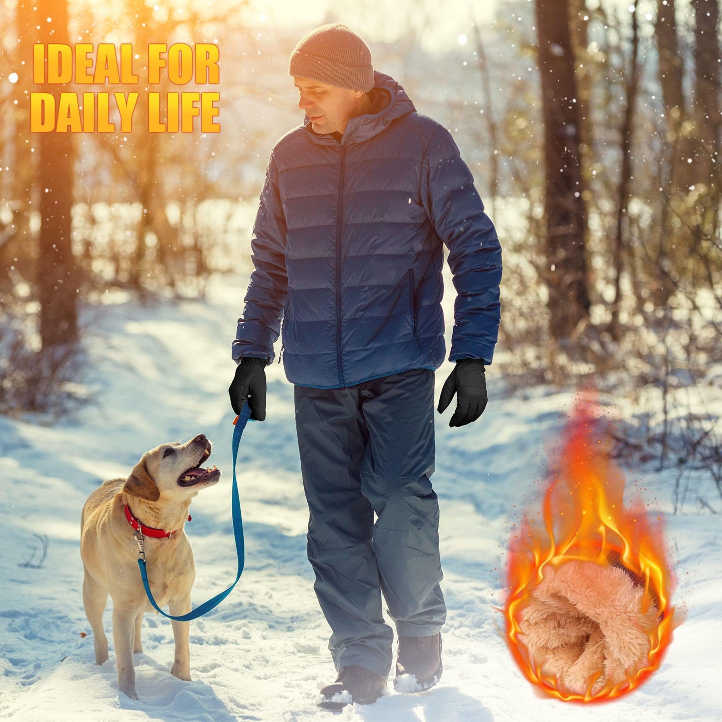 ihuan Winter Waterproof Ski Gloves Men Women, Snow Cycling Gloves Cold Weather, Running As Stocking Stuffers