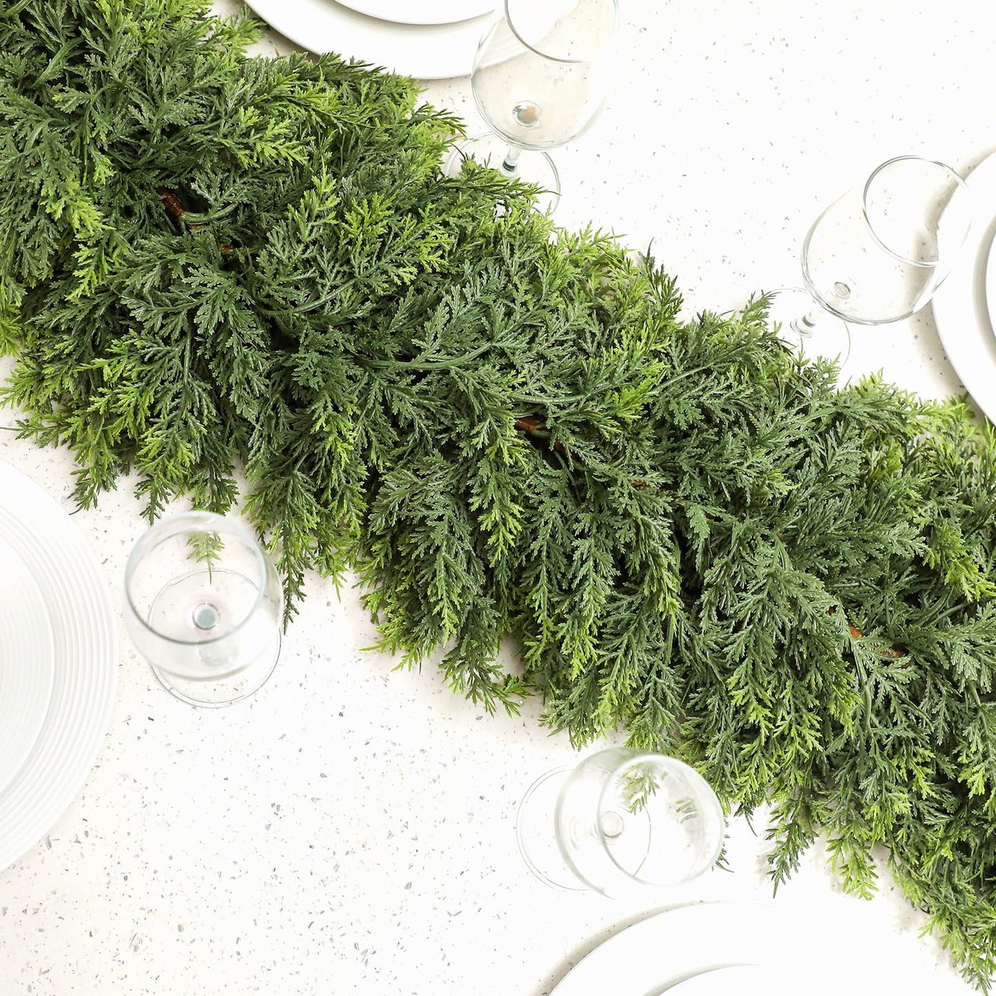 Waydress 1 Pcs 6ft Christmas Cedar Garland Artificial Green Cedar Garland Faux Cedar Pine Needles Garland for Home Fireplace Indoor Outdoor Holiday Party Decoration