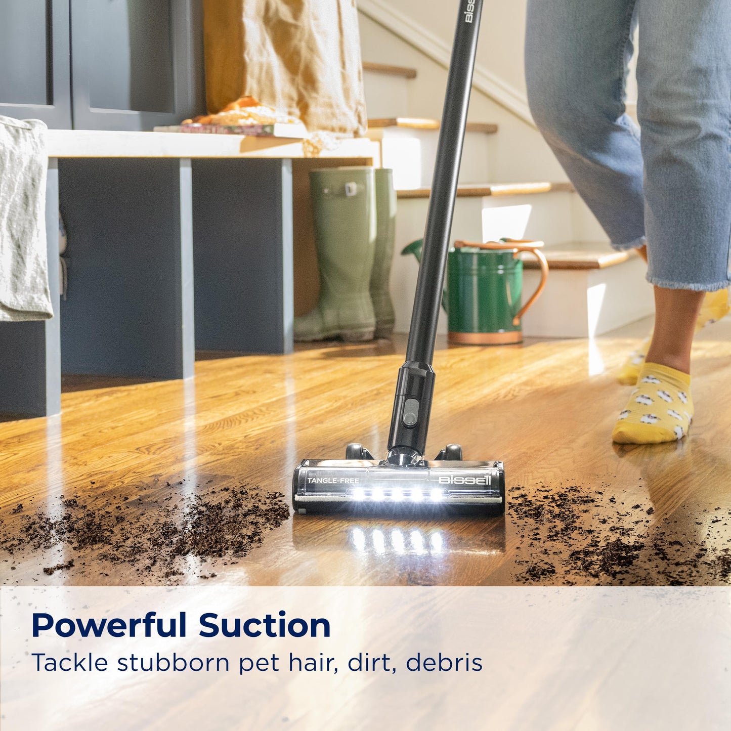 BISSELL CleanView XR 200W Lightweight Cordless Vacuum w/ Removable Battery, 35-min runtime, Tangle-Free Brush Roll, LED lights, XL Tank, Dusting & Crevice Tool, Wall Mount, 3789U, Silver