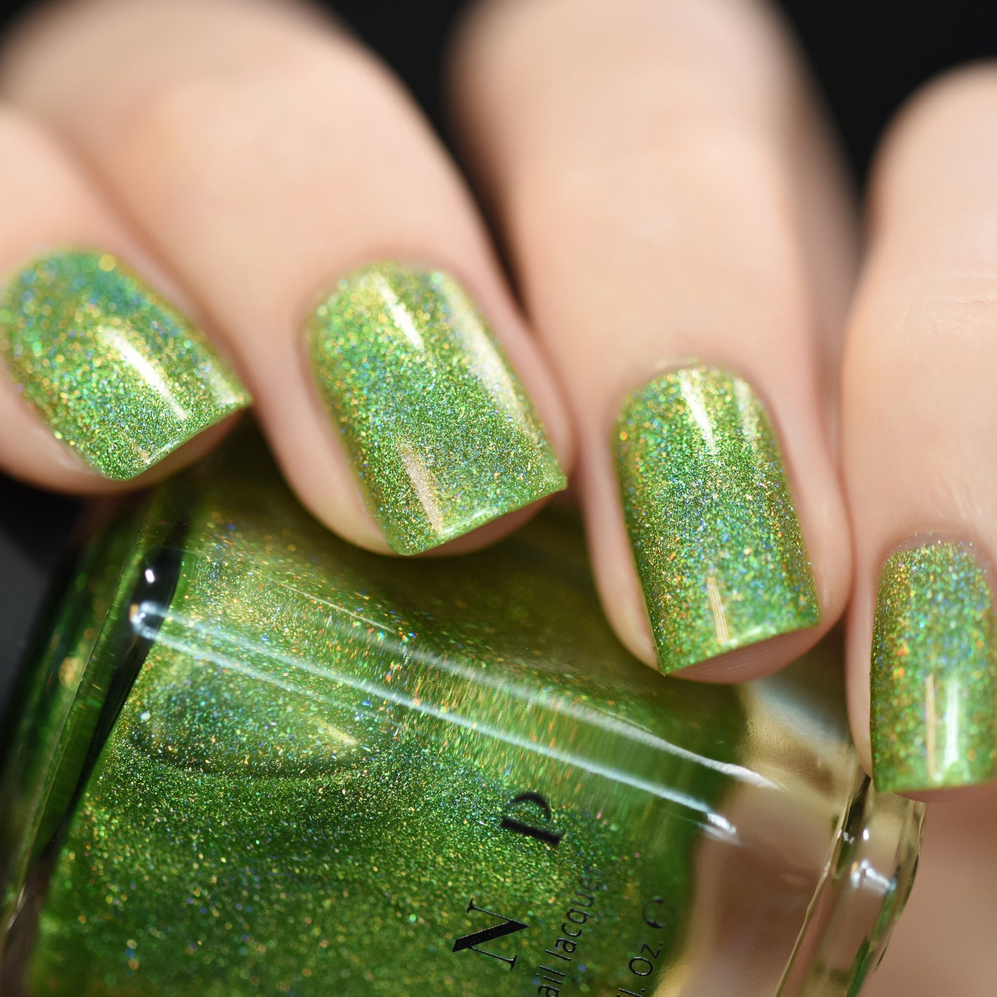 ILNP 1UP - Lime Green Holographic Nail Polish, Chip Resistant Manicure, Long Wear Nail Lacquer, Smooth & Glossy Finish, Non-Toxic, Vegan, Cruelty Free, 12ml