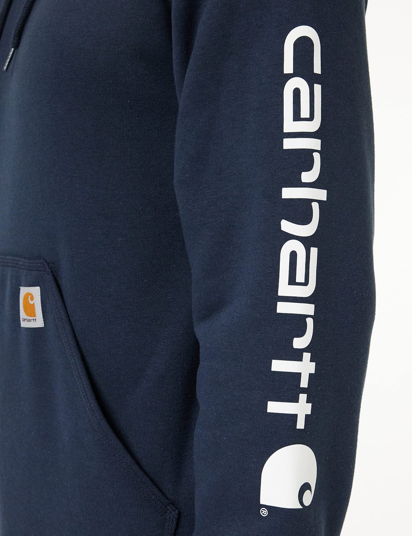 Carhartt Men's Loose Fit Midweight Logo Sleeve Graphic Sweatshirt (Also Available in Big & Tall), New Navy, X-Small