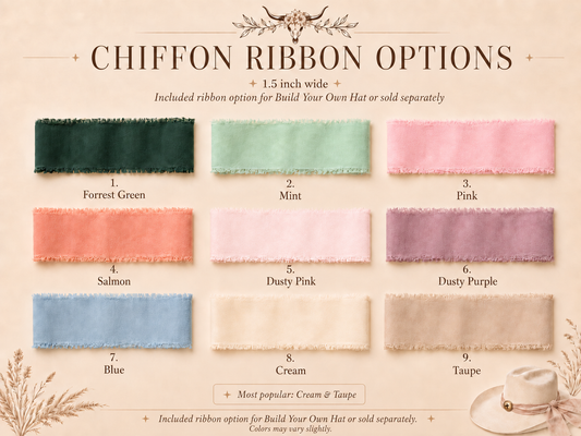 Chiffon Ribbon Bands | Included Hat Ribbon or Separate Purchase
