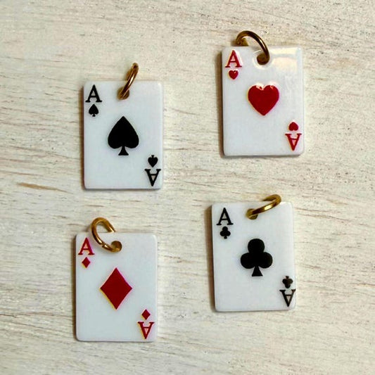 Ace card charms in spade heart club and diamond styles