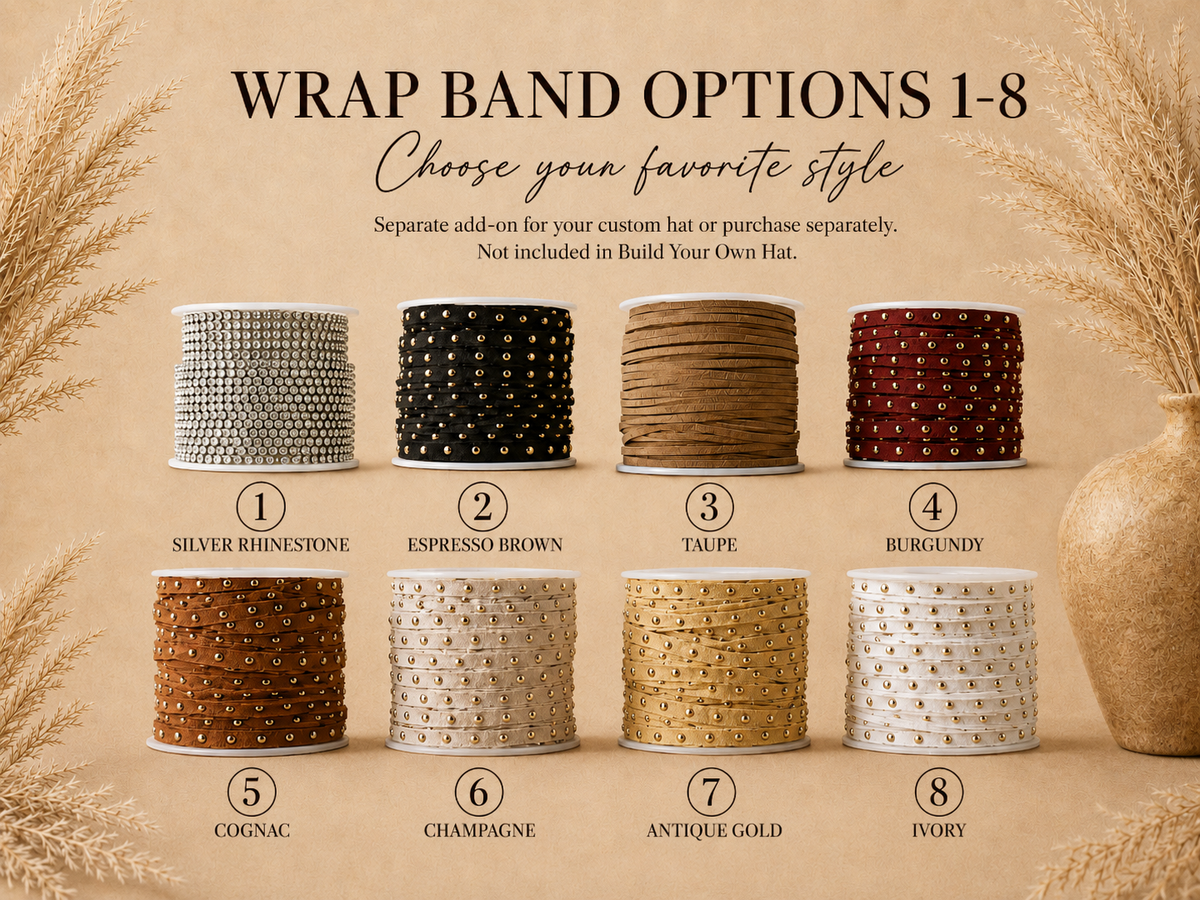 Numbered wrap band choices 1 through 8 with color and style names
