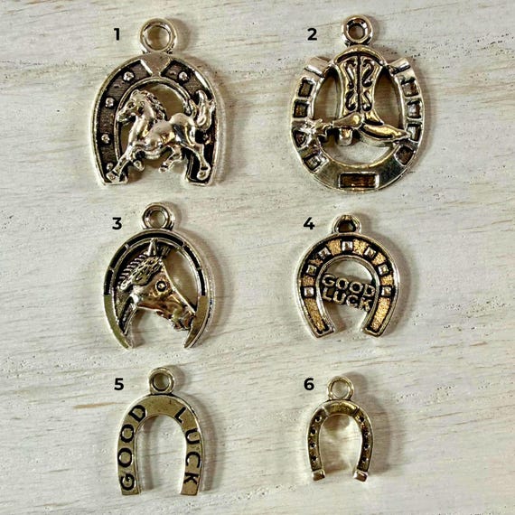 Silver horseshoe western hat charms