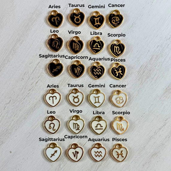 Zodiac heart charm sign options