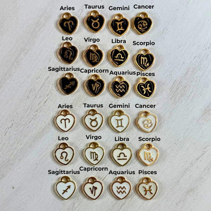 Zodiac heart charm sign options